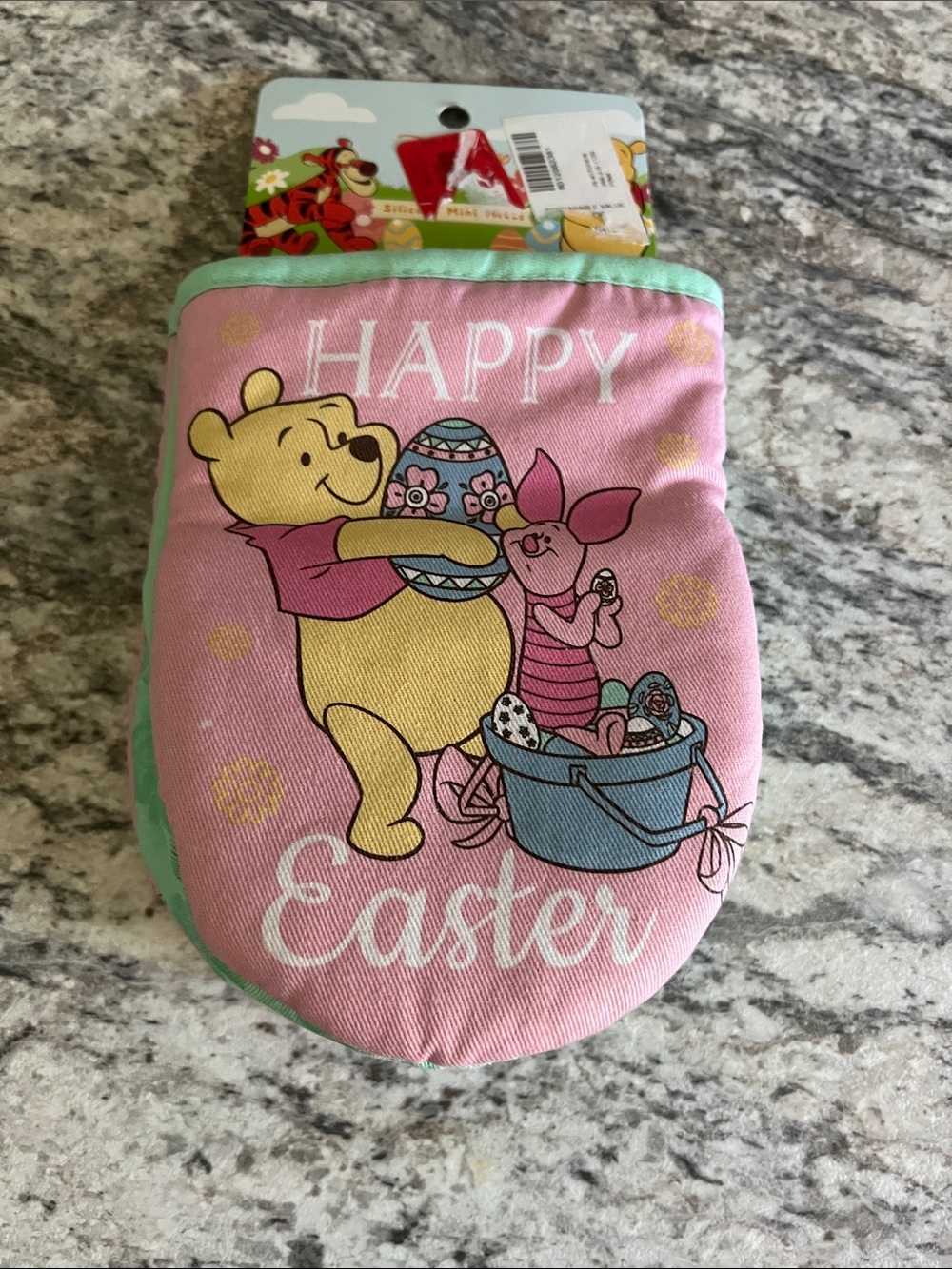 Winnie the Pooh "Happy Easter" Pink Oven Mitts Set of 2 NWT